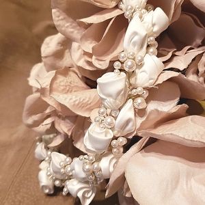 White Satin Rose Halo Headpiece NWT